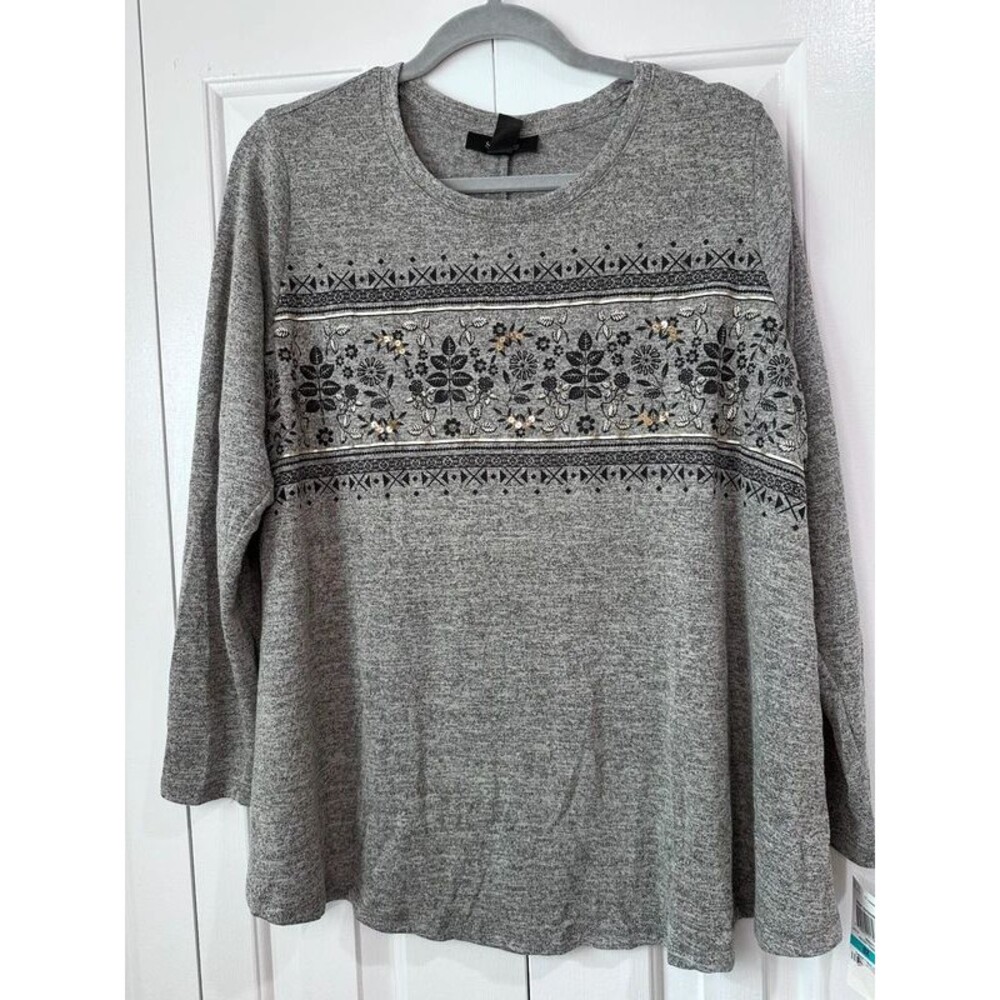 Style & Co Heather Grey Long Sleeve top 0X